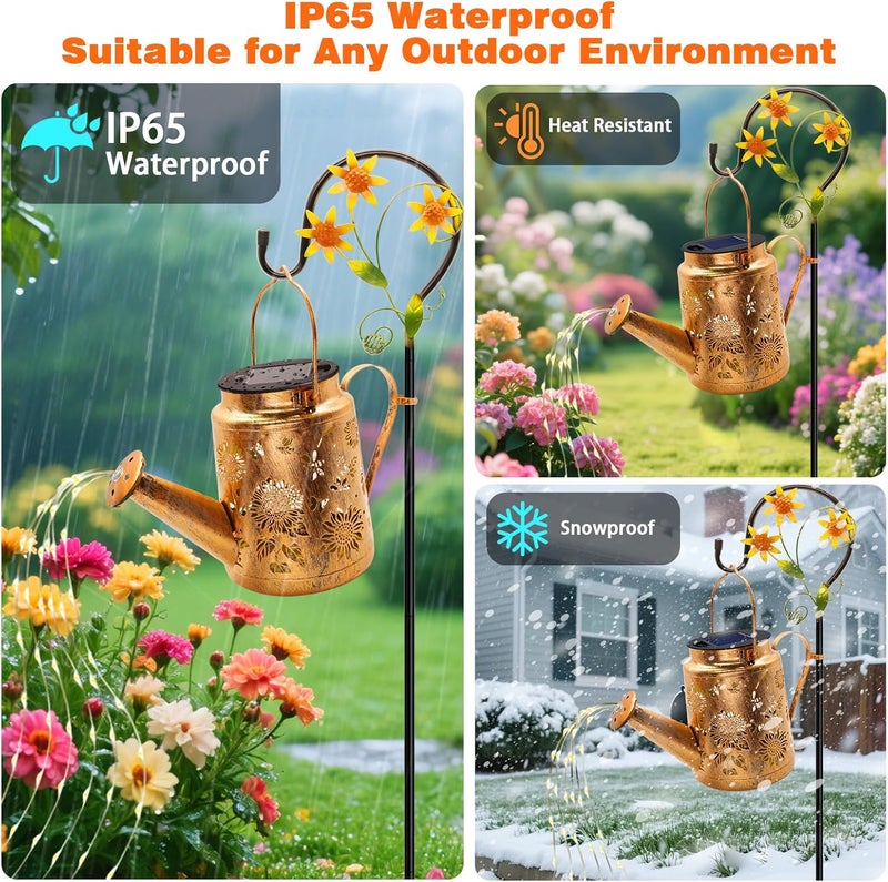 VOOKRY Solar Lights Outdoor Waterproof, Sunflower Metal Solar Watering Can Lights, Birthday Gifts for Women Mom Grandma, Hanging Lantern Decorative Garden Decor Yard Light for Outside Patio Lawn Porch - Image 5
